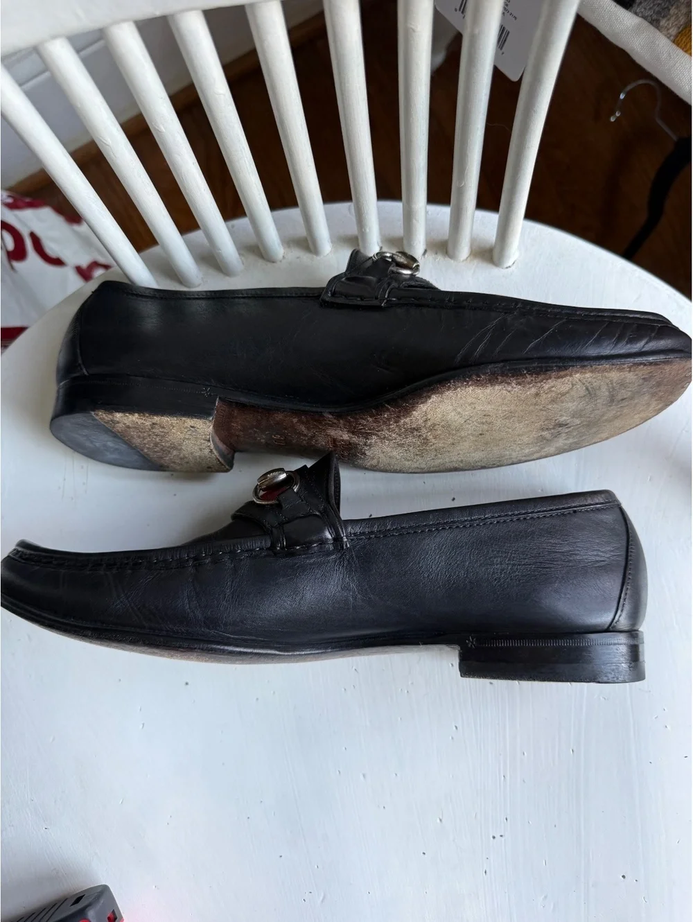 Gucci Men's Black Leather Horsebit Loafers Size 8D